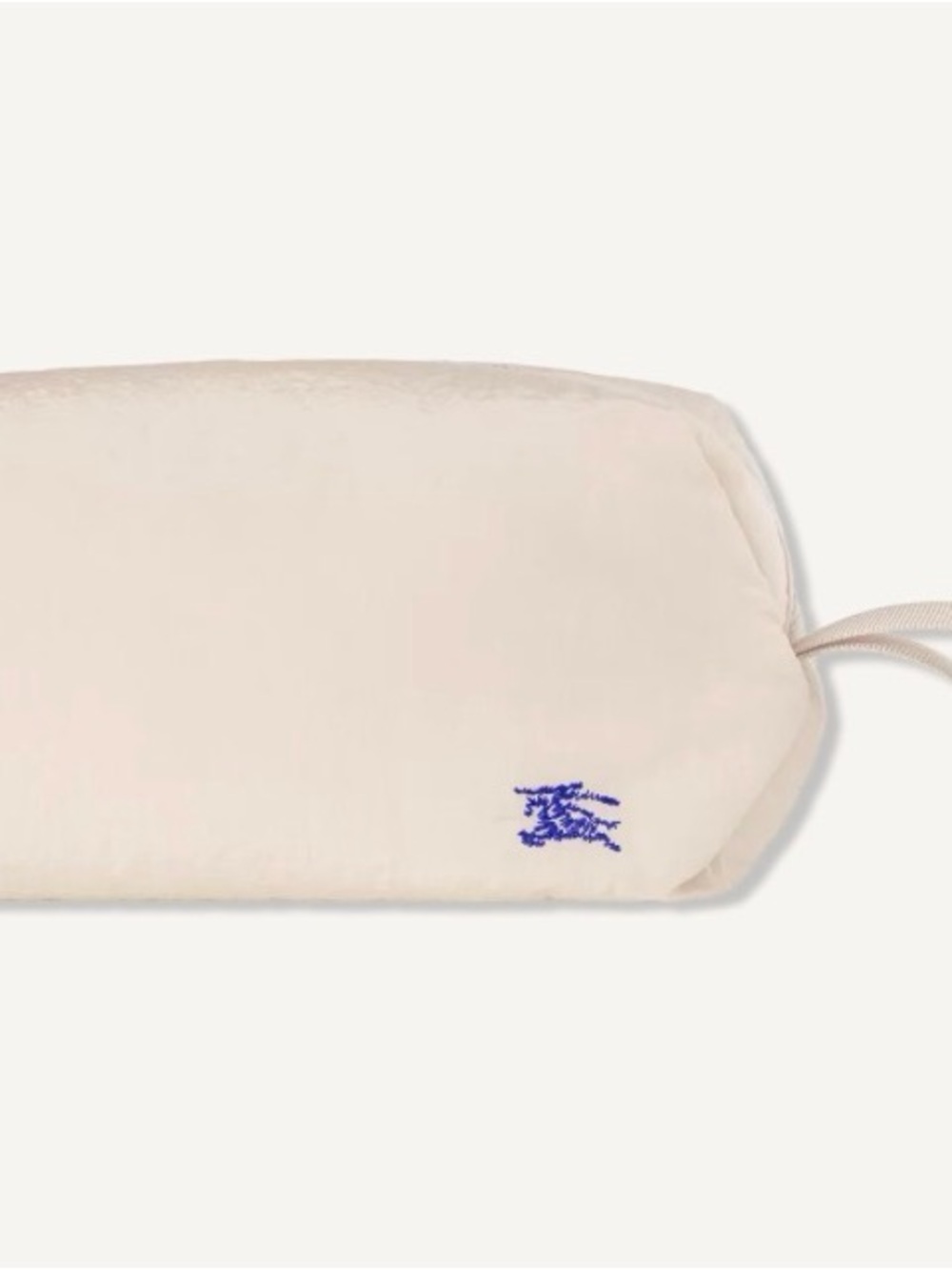Burberry Cream Cosmetic Pouch with Blue Embroidered Logo